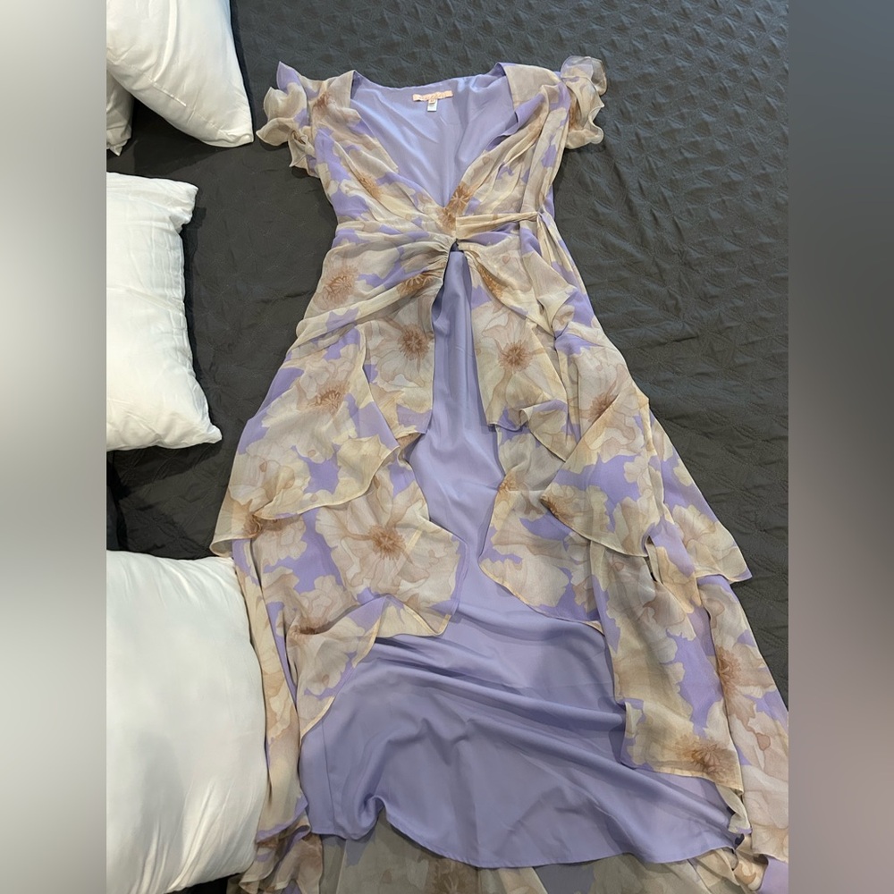 Hutch Purple Tiered Flutter Sleeve Sundress